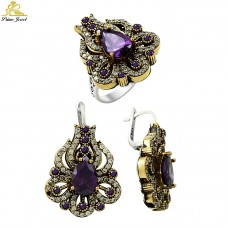 Gümüş Otantik Taşlı Set